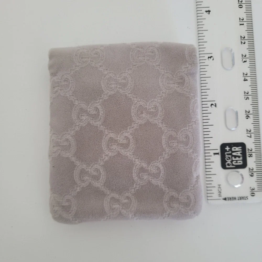 Gucci Grey Velvet GG Monogram Jewelry Pouch Mini Small Dust Bag Case